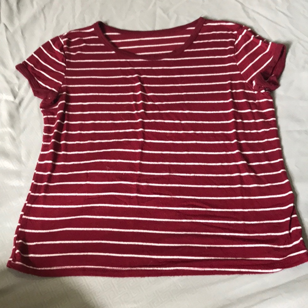 Charlotte Russe red and white striped crop top